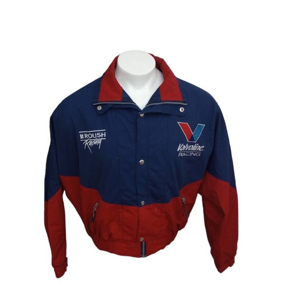 VTG NASCAR Jacket Mens M Blue #6 Mark Martin Valvoline Racing Roush Eagle One